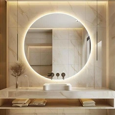 Okrągłe lustro w łazience